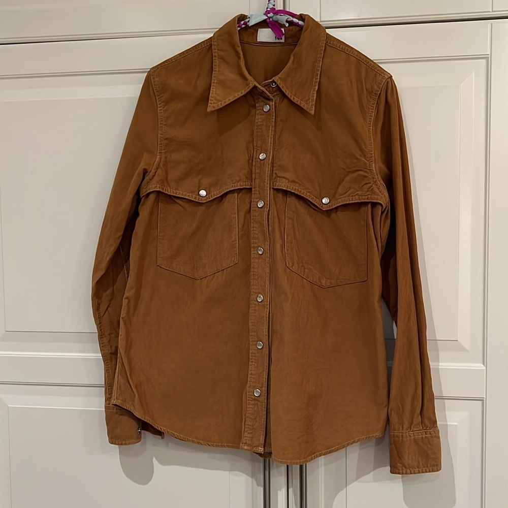 Wilfred free brown cord western shirt size medium